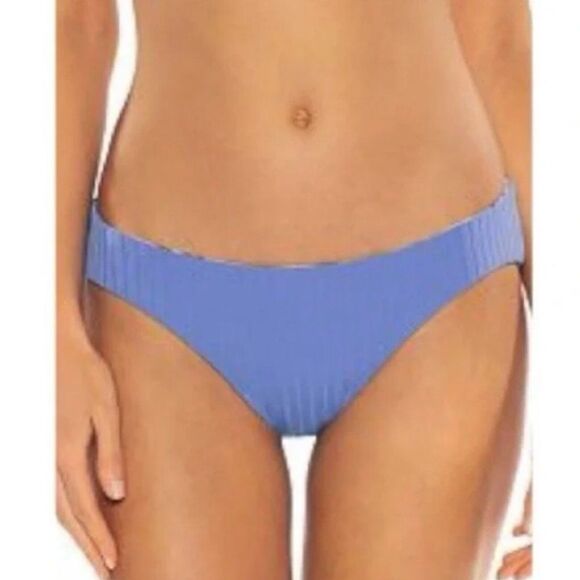 BECCA Reversible Hipster Bikini Bottom Leopard Print / Blue Ruching Sz L NWT - Picture 12 of 13